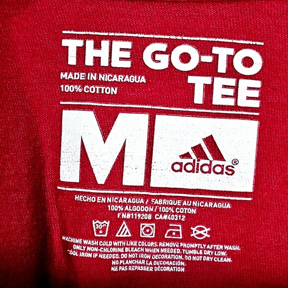 Adidas Mens Red Short Sleeve Go-To Tee‎ 100% Cotton Size M ~SS90.5 - Picture 2 of 3